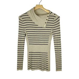 Cache Ribbed Stretch Cowl Neck Sweater Size Medium